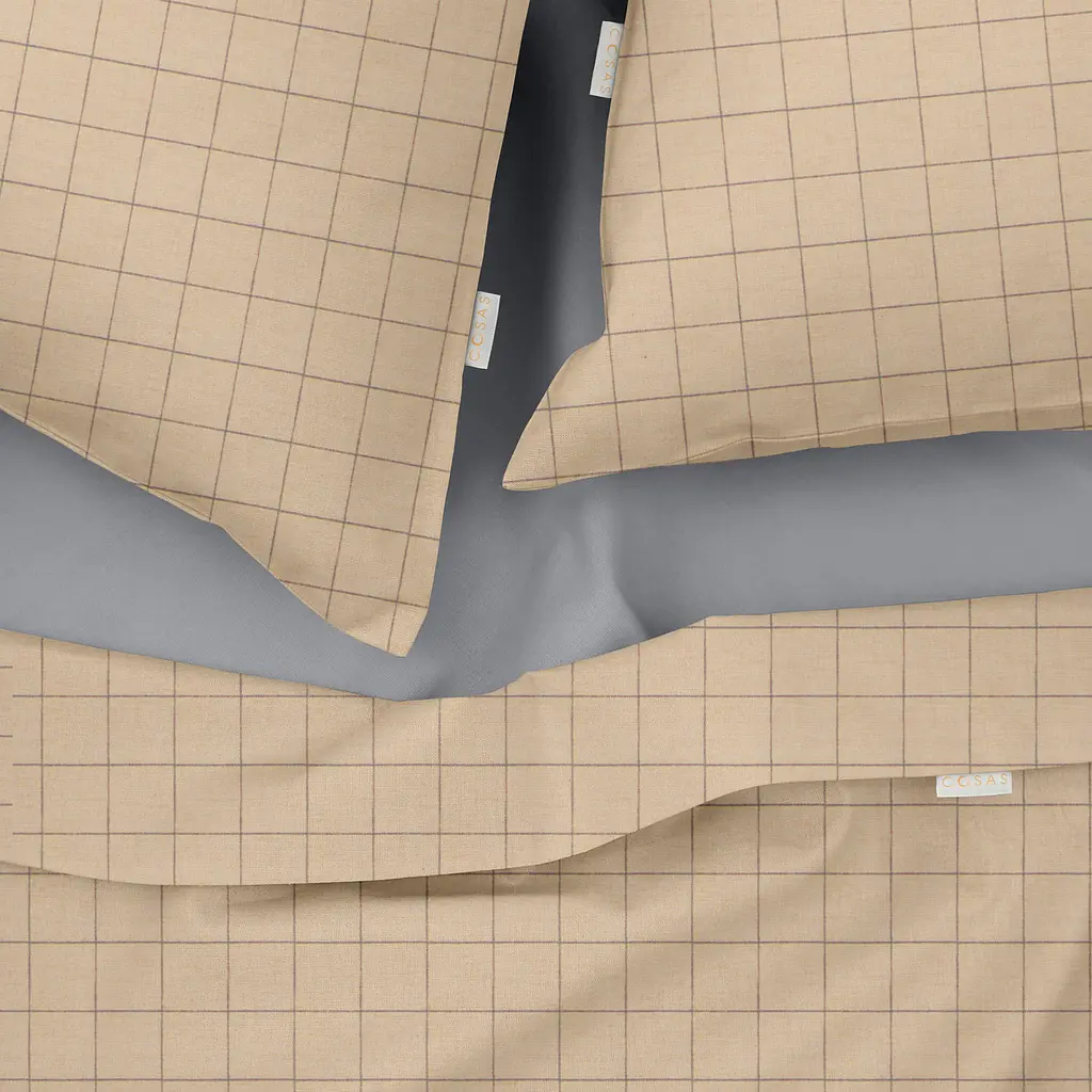 Комплект постільної білизни Cosas Beige geometry Євро бежевий (CellAshbeige_El-Grey_200) - фото 4