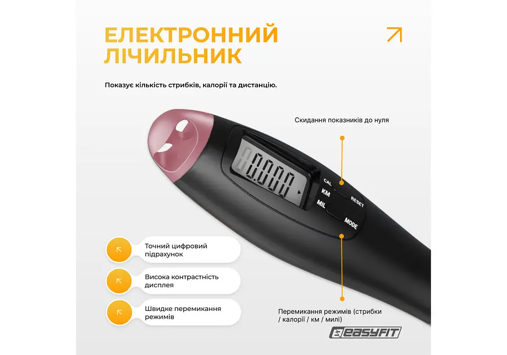 Скакалка для похудения EasyFit TwinRope 2,8 м черно-розовый (EF-1909-BP) - фото 4