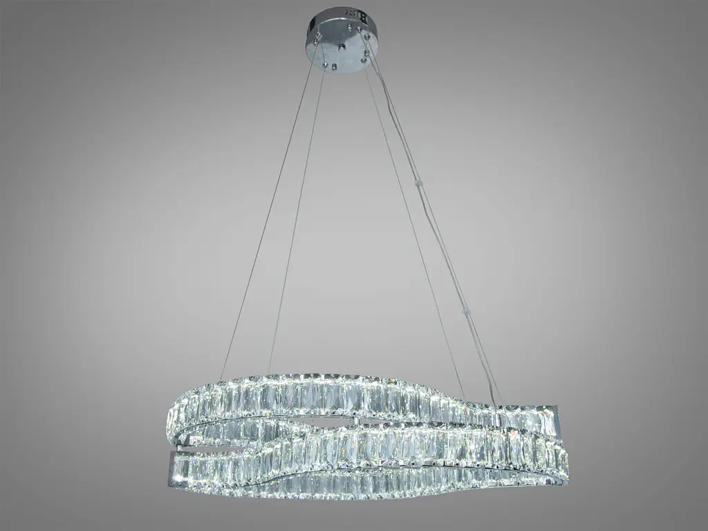Сучасна підвісна LED-люстра з кришталем Diasha D8920/600x400CH, 86W, хром, 58×40 см - фото 3