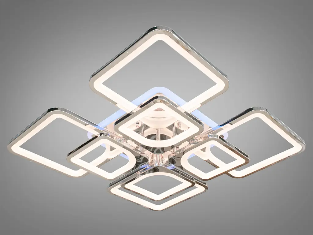 Люстра стельова LED Diasha 8060/4+4HR, 190W, 3200K-6500K, хром, сучасний стиль для кухні, вітальні, спальні, дитячої, коридору - фото 3
