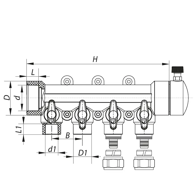 Колектор розподільний Koer 4-way з фітингом (40x20) PPR K0192.Pro KP2557 - фото 3