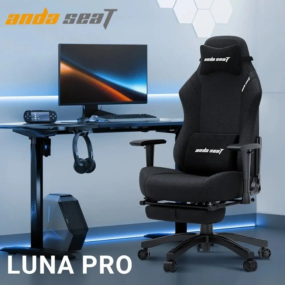 Крісло для геймерів Anda Seat Luna Pro Size L Black Fabric (AD18T-44-B-F) - фото 2