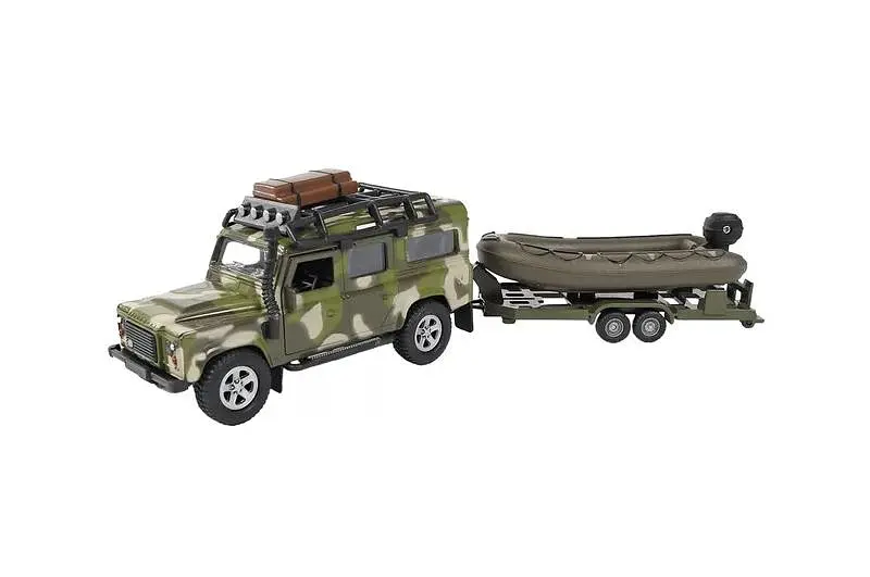 Іграшкова машинка позашляховик Land Rover Defender Мілітарі з причепом та човном 520191.270 TechnoDrive - фото 5
