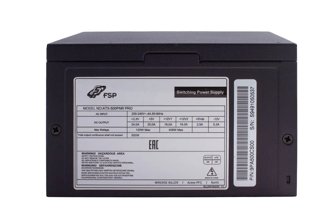 БЖ 500W FSP ATX-500W PNR PRO 120mm silent fan, Retail Box (ATX-500PNR PRO)