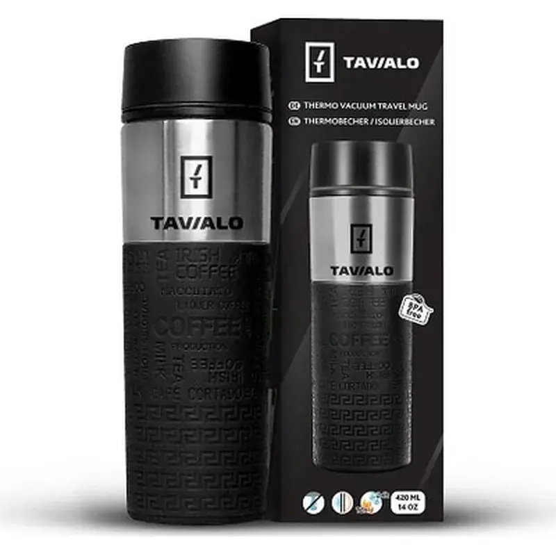 Термокружка Tavialo + 2 ущільнювальних кільця 420 мл Чорний (190420101) - фото 4