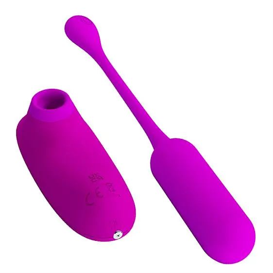 Віброяйце з кліторальним стимулятором Pretty Love Curupira Multifunctional 2 in 1 Purple - фото 3