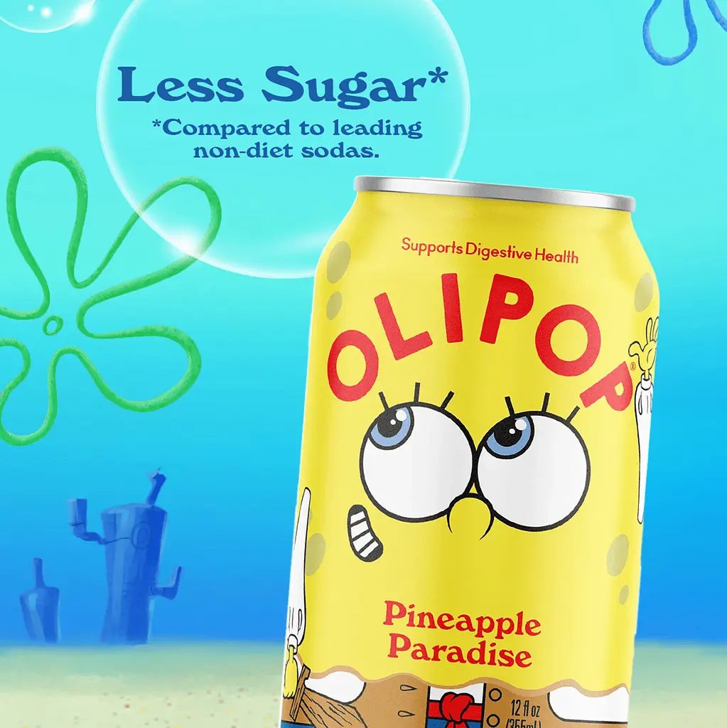 Газований напій Olipop Prebiotic Soda Spongebob Pineapple Paradise 355 мл - фото 4