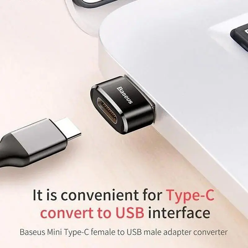 Перехідник Baseus USB Male To Type-C Female Adapter Converter 3A (CAAOTG-01) Чорний - фото 5