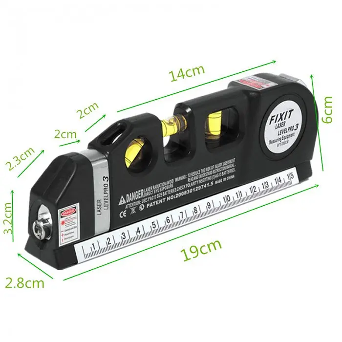 Лазерний рівень з рулеткою FIXIT Laser Level PRO 3 3-в-1, з лінійкою, 2.5 м, на батарейках - фото 7
