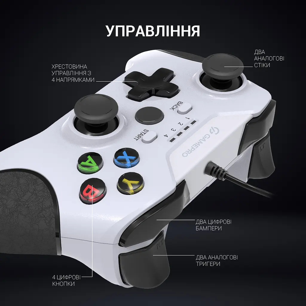 Геймпад GamePro проводной белый (MG450W) - фото 7