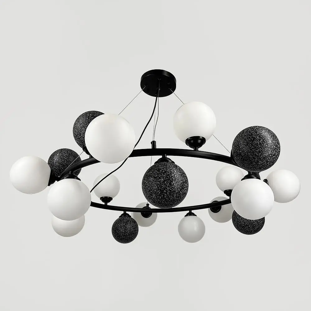 Кольцевая люстра HOLLY L с 21 черно-белыми плафонами на 12 ламп Ø 90 см | Line F | Ст. 1035/21 BK - фото 5