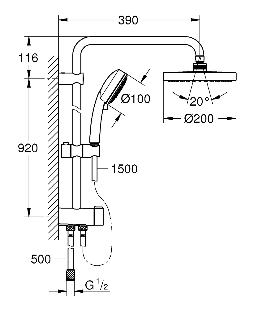 Душова система Grohe Tempesta Cosmopolitan System 200 26453001, Хром - фото 2