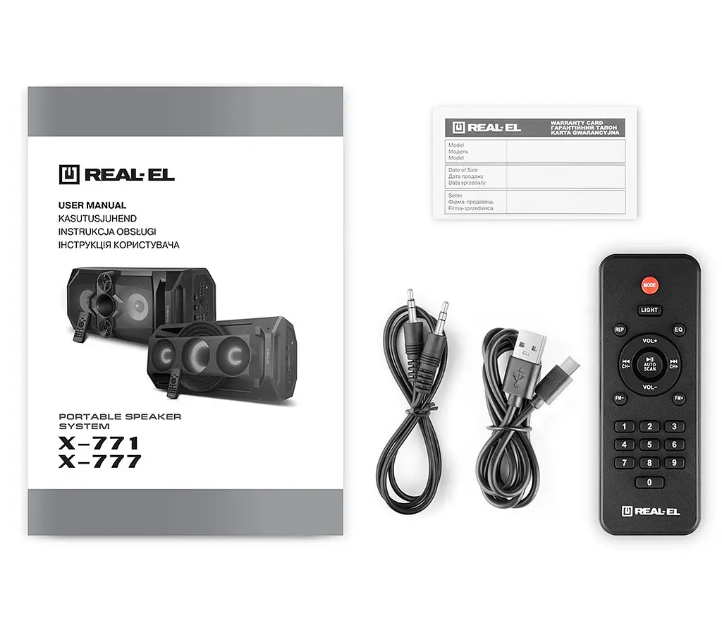 Портативна колонка бумбокс REAL-EL X777-PSS Boombox 65W Bluetooth TWS, RGB, Black - фото 9