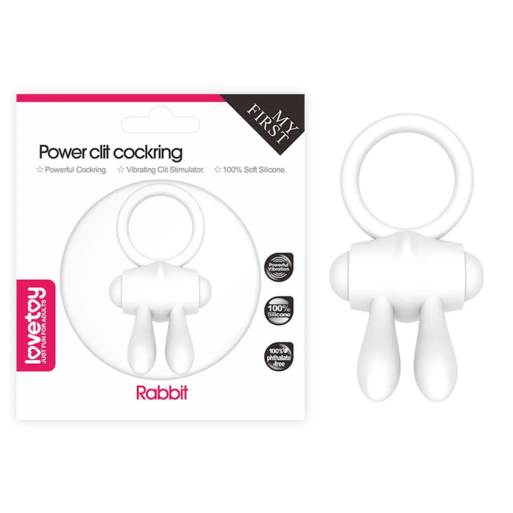 Эрекционное кольцо с вибрацией Lovetoy Power Clit 7.5 см белый - фото 7