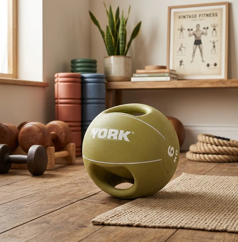 М'яч медбол 6кг York Fitness із двома ручками, салатовий - фото 2