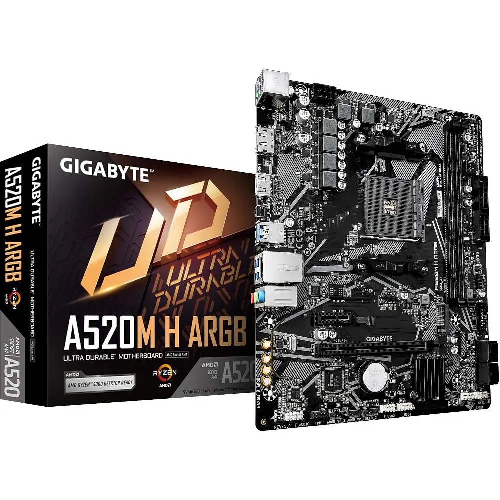 Материнська плата Gigabyte A520M H ARGB (A520M H ARGB) (Socket AM4, AMD A520, Micro-ATX) - фото 3