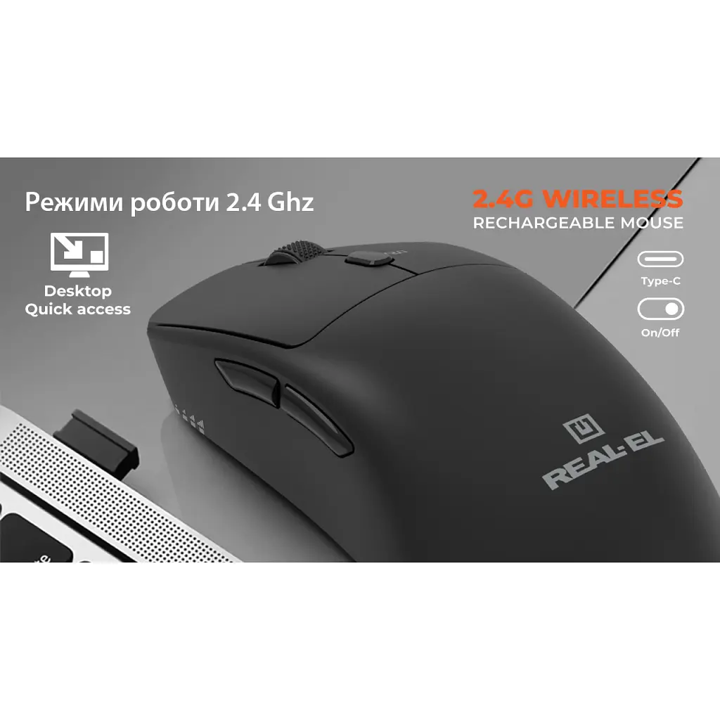 Мишка REAL-EL RM-355W Wireless Black (EL123200054) - фото 12