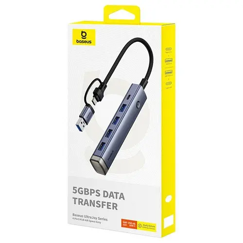 USB/Type-C HUB Baseus UltraJoy 4-Port AIR (USB/Type-C to USB 3.0x4+Type-C) сірий B0005280B811-13 - фото 2
