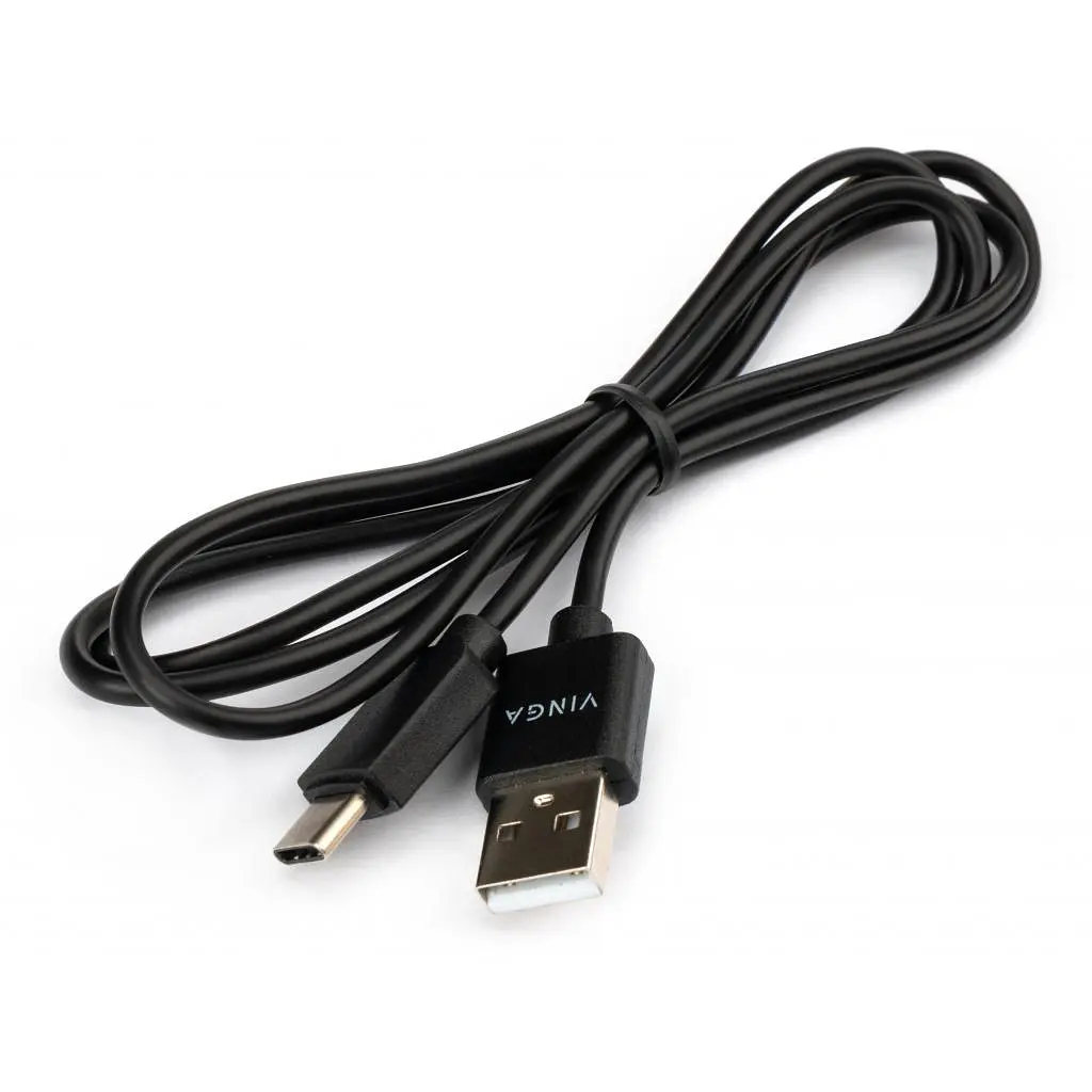 Дата кабель USB 2.0 AM to Type-C 1.0m 3A 18W PVC black Vinga (VCPUSBTC3ABK) - фото 2