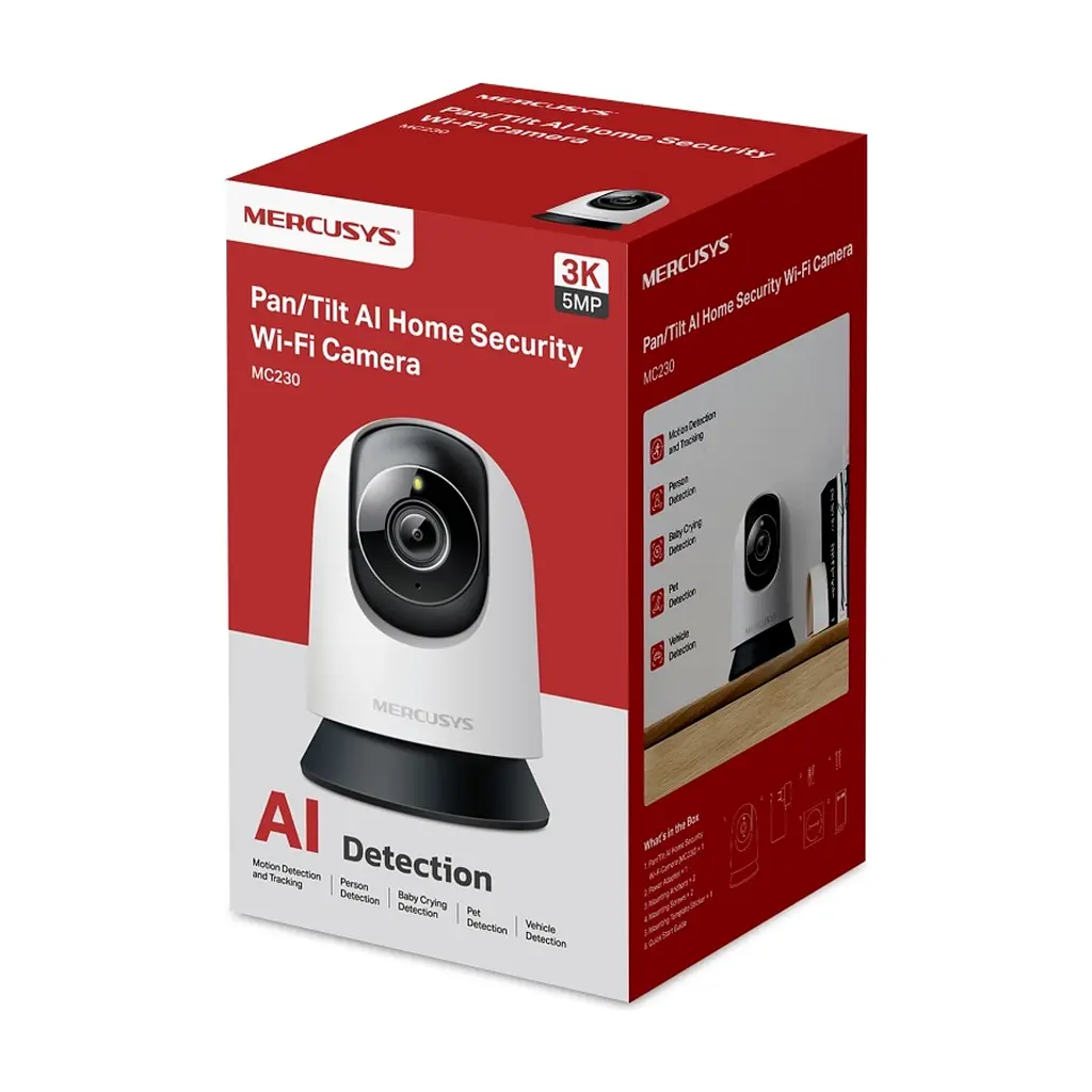 Камера відеоспостереження Mercusys IP-Камера MERCUSYS MC230 5MP N300 microSD motion detection. AI (MC230) - фото 2