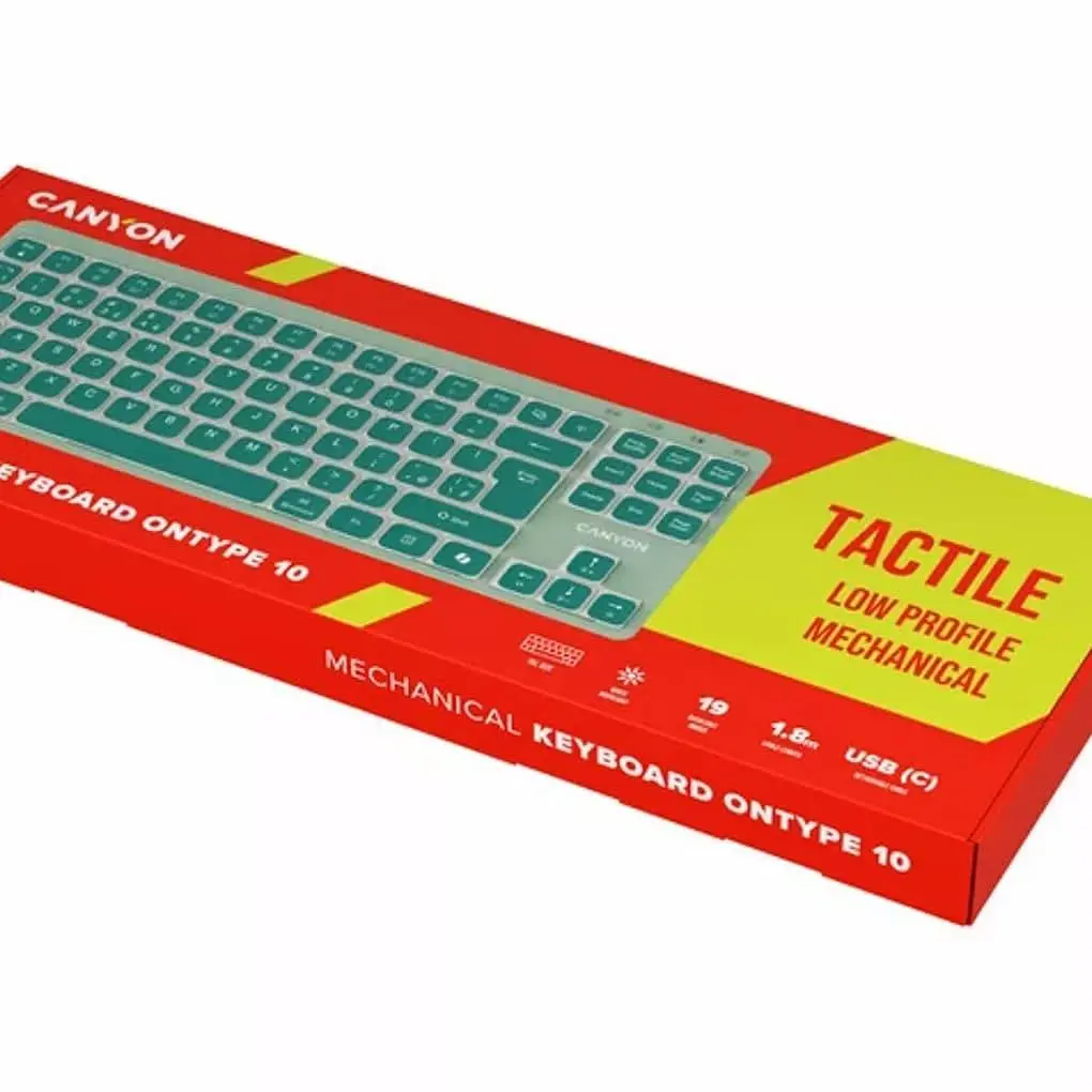 Клавиатура Canyon Keyboard OnType 10 Low Profile EN Wired Green (CNS-HKB10GR) - фото 7