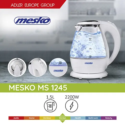 Электрочайник стеклянный Mesko MS 1245 1,5 литр - фото 6