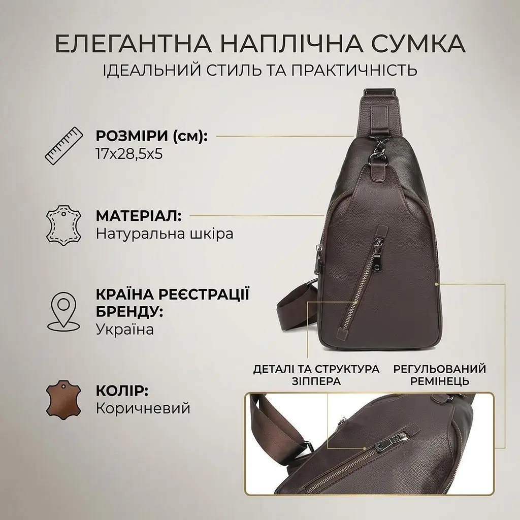 Сумка чоловіча через плече 14952 Vintage коричнева - фото 3