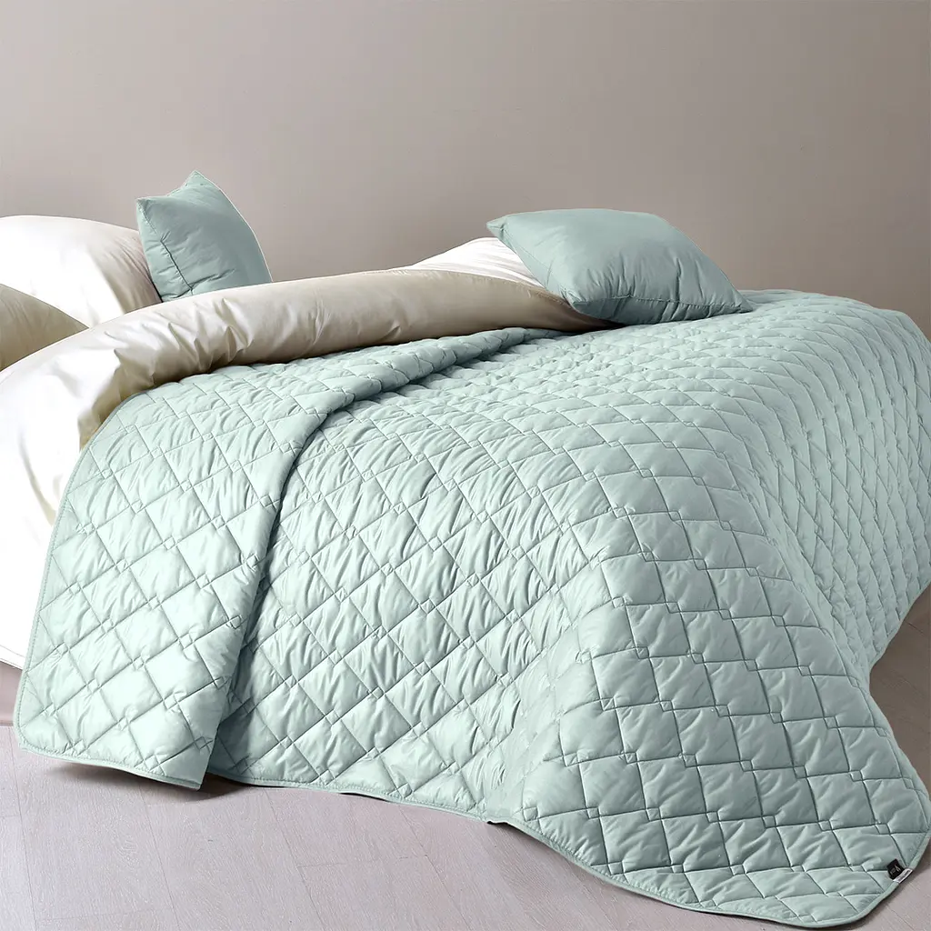 Двостороннє покривало Ideia Стиль Cube м'ята та світло-сірий 240 х 210 см (8-32405) - фото 4