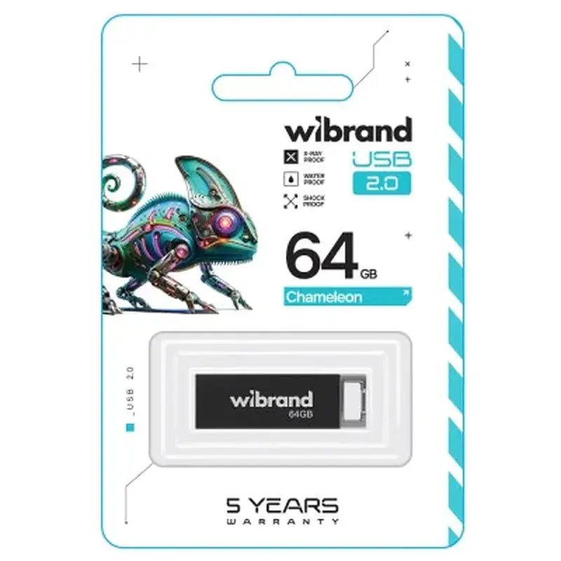 USB флеш накопичувач Wibrand 64GB Chameleon Black USB 2.0 (WI2.0/CH64U6B) - фото 2
