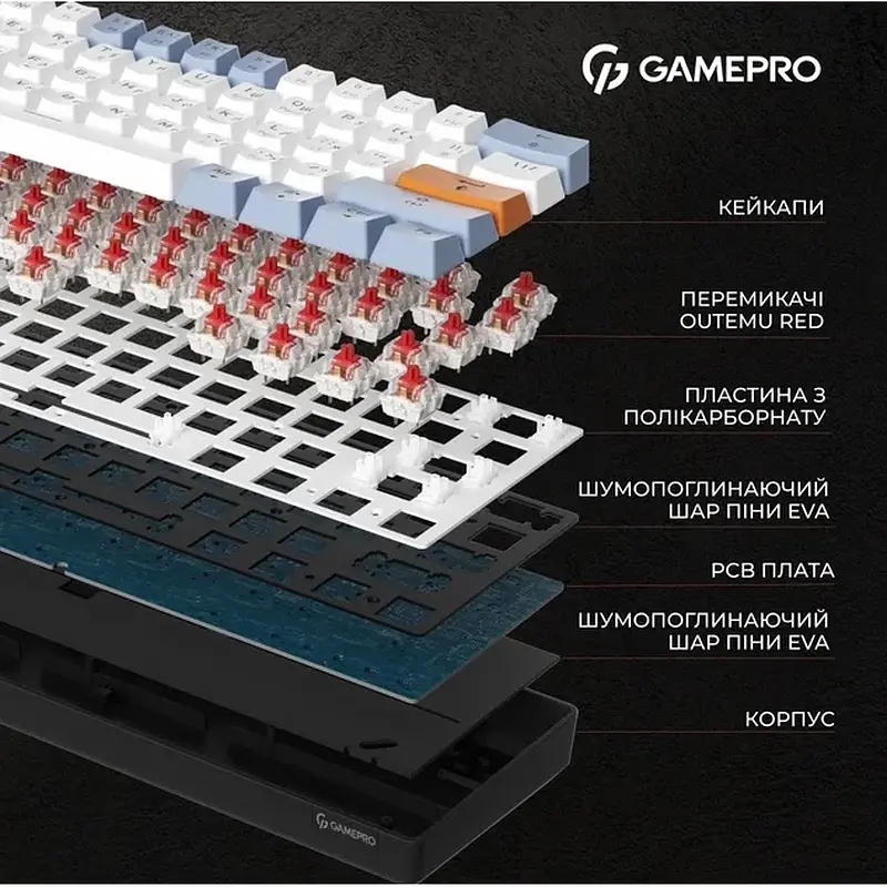 Клавіатура GamePro MK130R Hot-Swap Red Swich RGB (MK130R) Black - фото 6