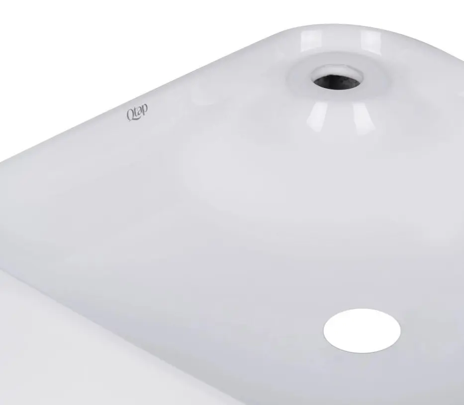 Комплект Qtap Stork: Раковина накладная квадратная 430x430x125 мм White + Донный клапан PU02 (QT15112194WN47318) - фото 4