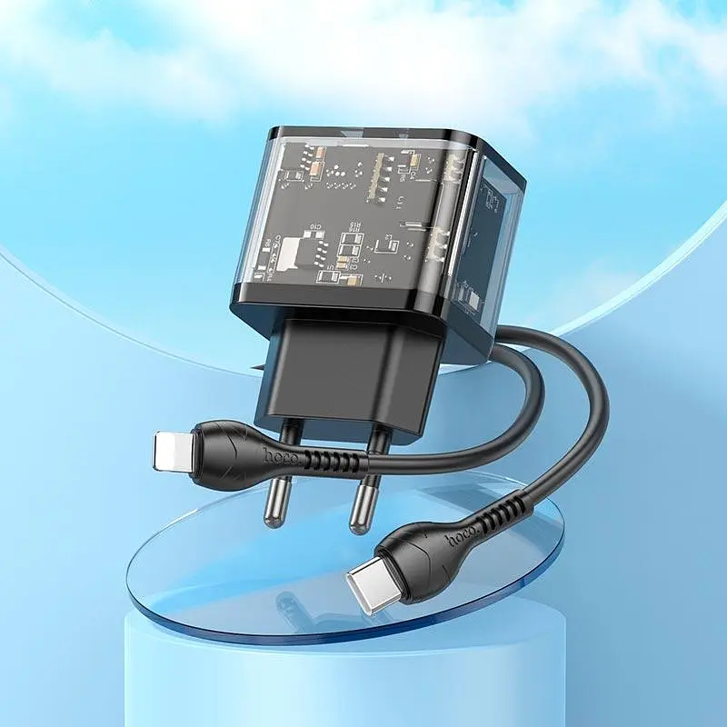 Зарядное устройство 2 выхода Hoco N34 dual-port комплект с кабелем Type-C to Lightning - фото 2