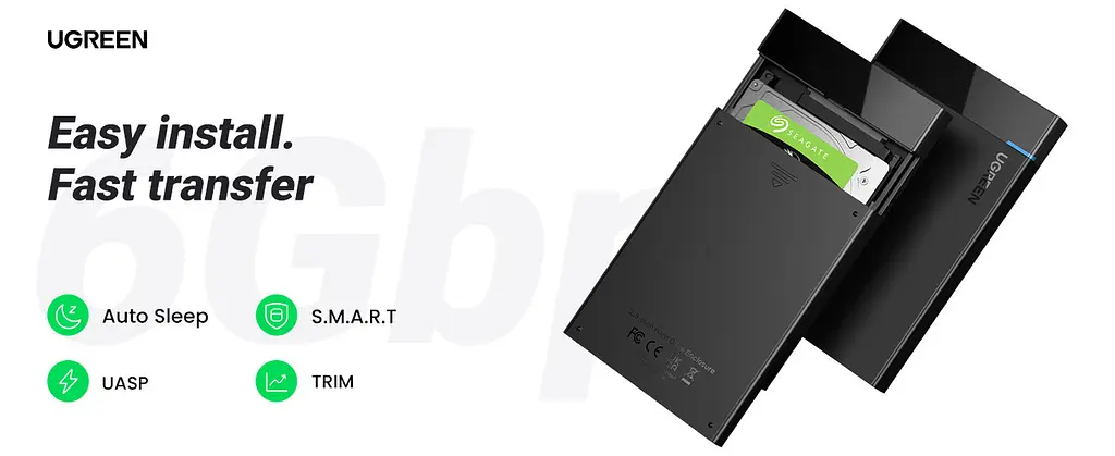 Зовнішня кишеня UGREEN US221 USB 3.1 для SSD HDD 2.5" Hard Drive Box (UGR-50743) - фото 6