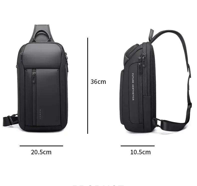Однолямковий рюкзак через плече Bange BG-7566 7л Сумка-слінг з USB-роз'ємом Black (19367) - фото 8