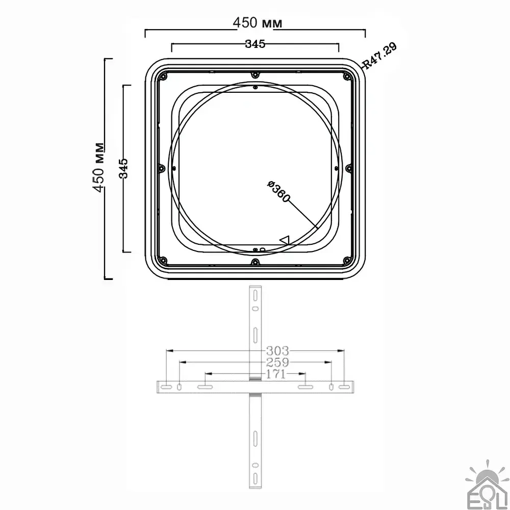 Світлодіодна люстра VEGA DUAL 2S 85 Вт 450×450×52 мм Біла ESLLSE - фото 6