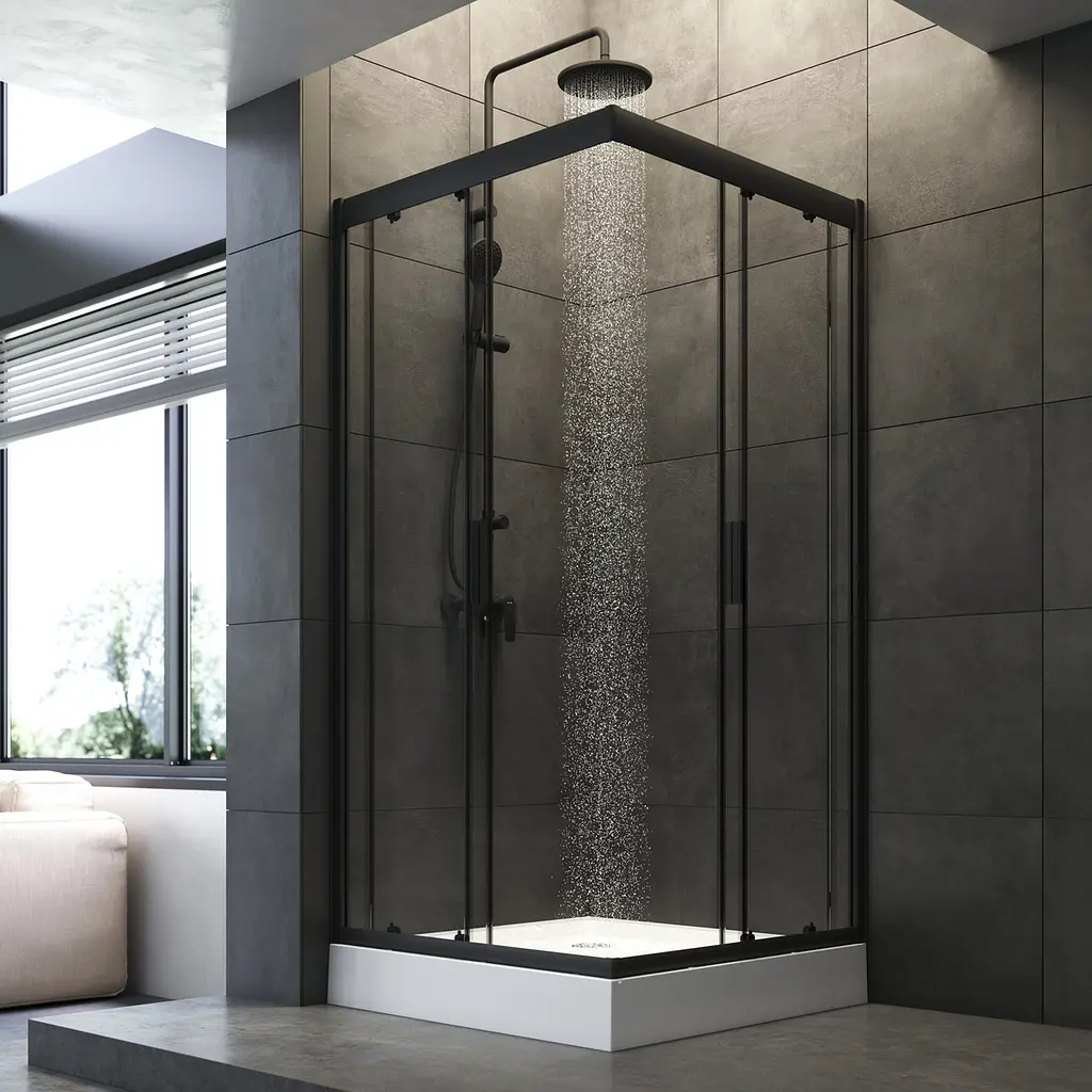 Душова кабіна AM.PM Gem Square Slide 90x90 см без піддону black W90UG-403-9090BT - фото 4
