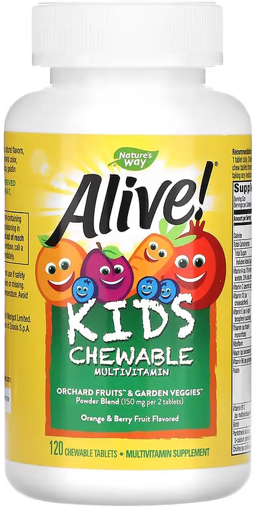 Витамины и минералы Nature's Way Alive! Kids Chewable Multivitamin, 120 жевательных таблеток Апельсин-ягоды - фото 2