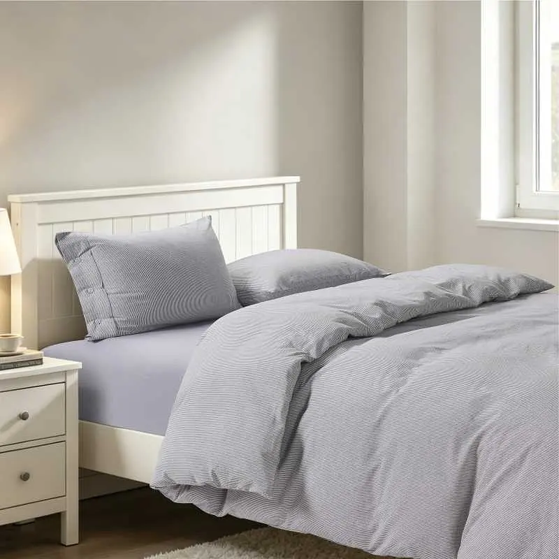 Комплект постільної білизни Полуторний Lovely Svi (120 г/м2) варена бавовна - Сіра смужка  - фото 3