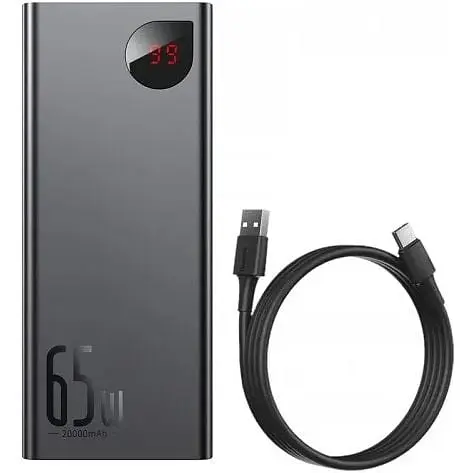 Зовнішній акумулятор Baseus Adaman Metal Digital Display QC 65W 20000mAh чорний (PPIMDA-D01) - фото 7