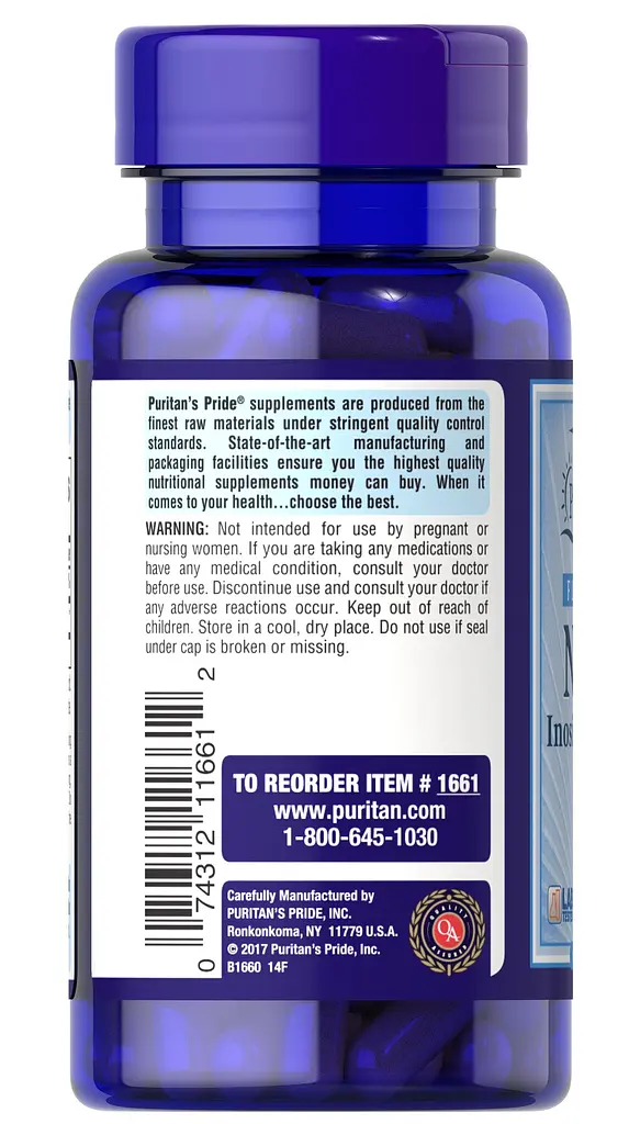 Ніацин Puritan's Pride Flush Free Niacin Inositol Niccotinate 500 mg 100 капсул - фото 3