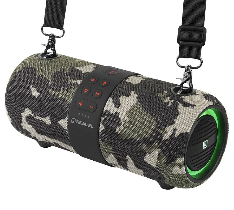 Портативная колонка REAL-EL RX733 24W Bluetooth TWS, RGB, Haki - фото 6