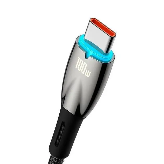 Кабель Baseus Glimmer Series Fast Charging USB-A to USB-C 100W 2m Black (CADH000501) - фото 3