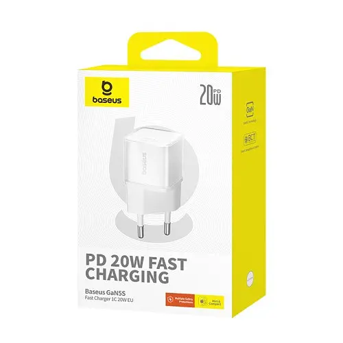 Сітчасте зарядне пристрій Baseus GaN5S Fast Charger 1C 20W EU білий P10162503213-00 - фото 4