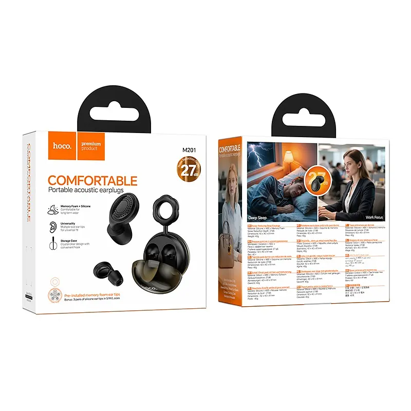 Беруші HOCO M201 Cloud noise-canceling sleep earplugs Black - фото 2