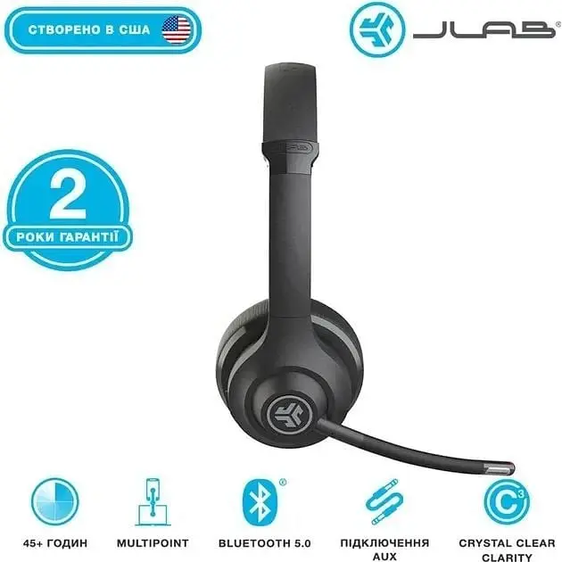 Навушники JLAB Go Work Wireless Headset Black (IEUHBGOWORKRBLK4) - фото 2