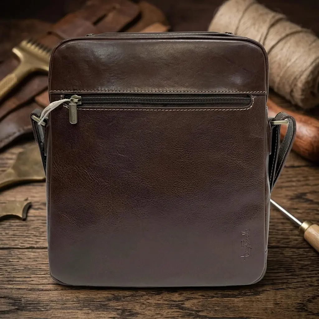 Чоловіча сумка з натуральної шкіри Tony Perotti Italico 9188 moro (90552) Коричнева - фото 10