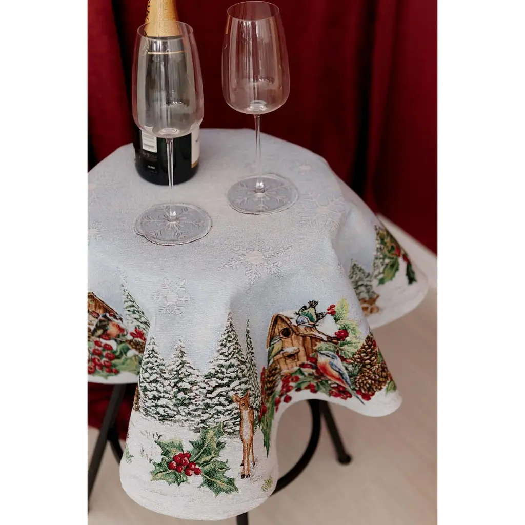 Скатертина гобеленова Прованс Squirrel з люрексом 180 см (41707) - фото 6