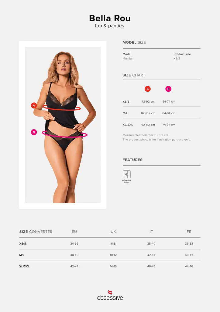 Топ та трусики Obsessive Bella Rou top & panties XS/S, топ, трусики - фото 5
