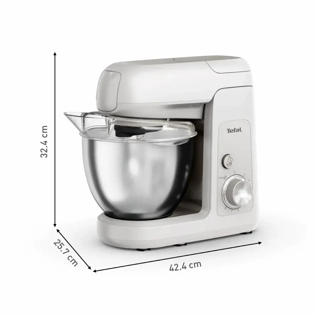 Кухонна машина Bake Partner 1100Вт, чаша-метал, корпус-пластик, насадок-8, білий Tefal kuh0015191 - фото 4