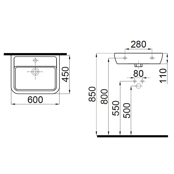 Раковина Idevit Halley 45x60 3201-0455, Білий - фото 2